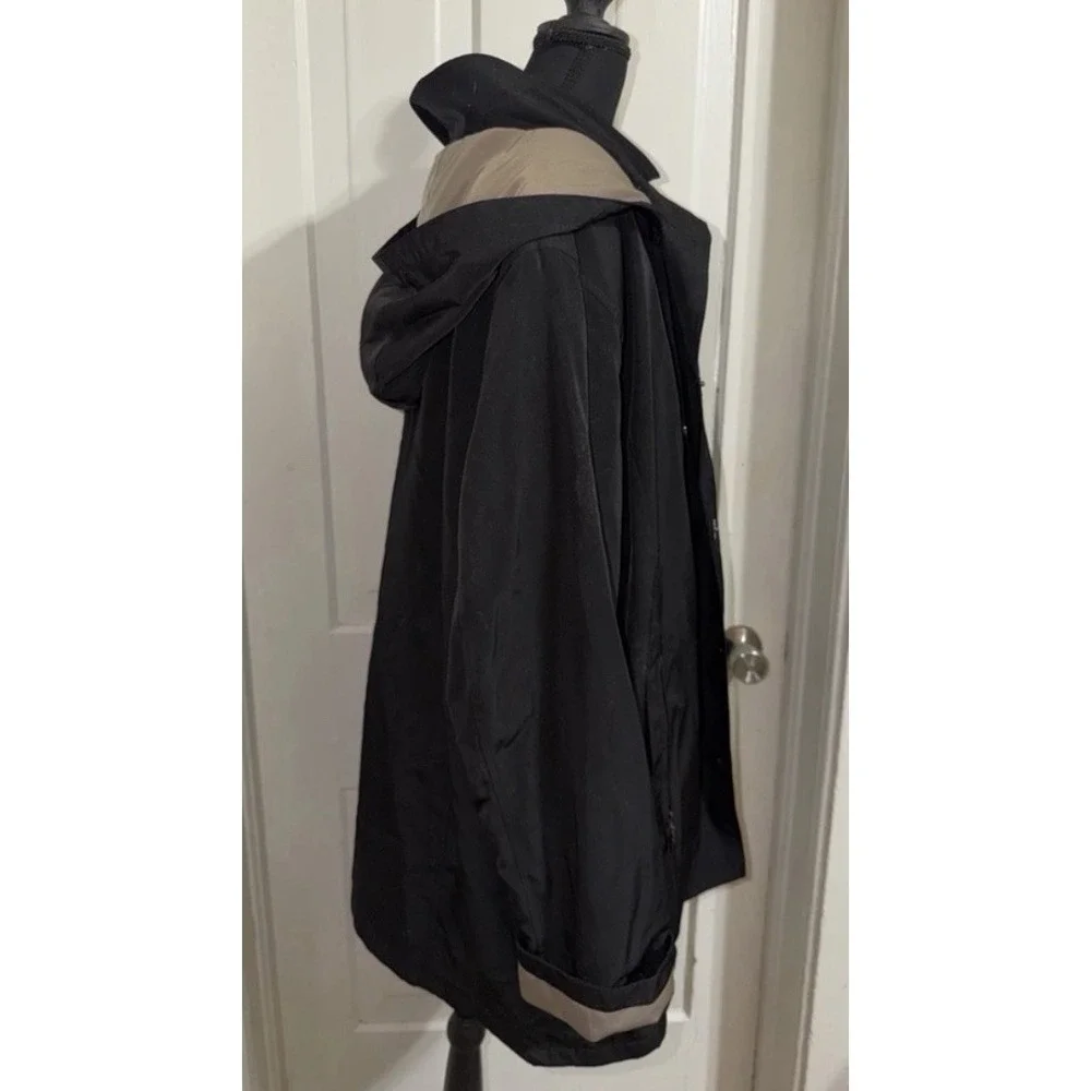 NWT Fleet Street Black Coat‎ Plus 2X Removable Hood Liner Zip Button Women